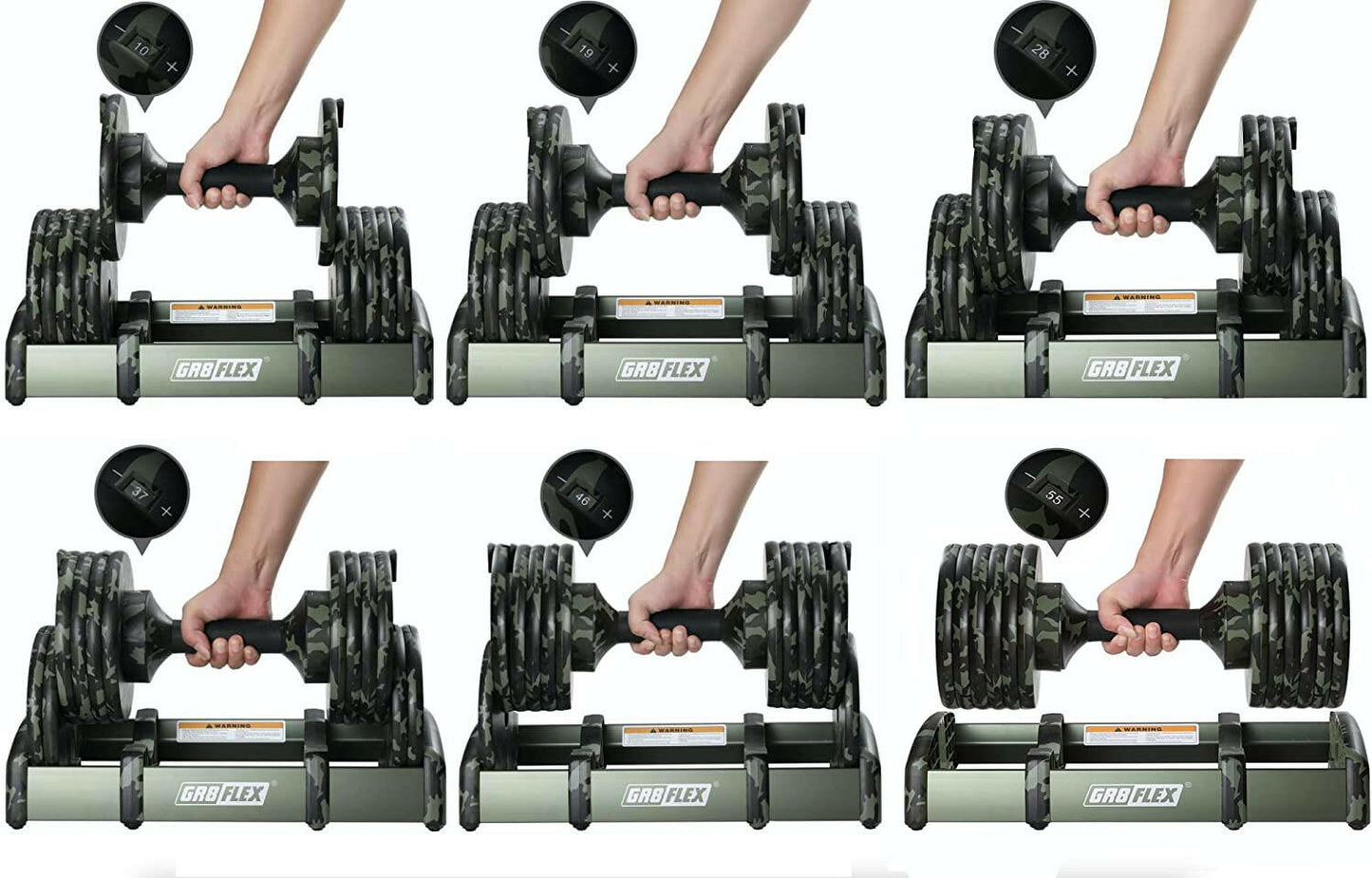 GR8FLEX Adjustable Dumbbells (Pair) 55 LB/ each