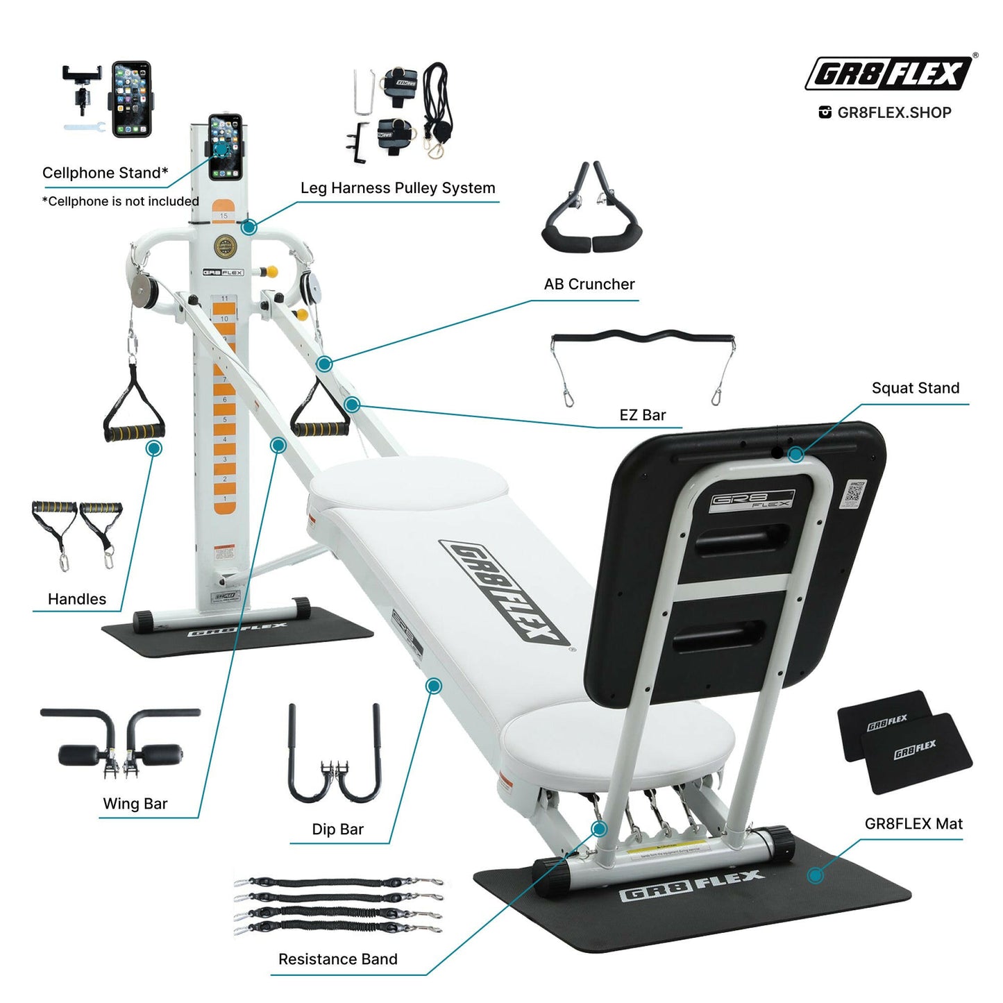 GR8FLEX Total Performance Gym - Pearl White