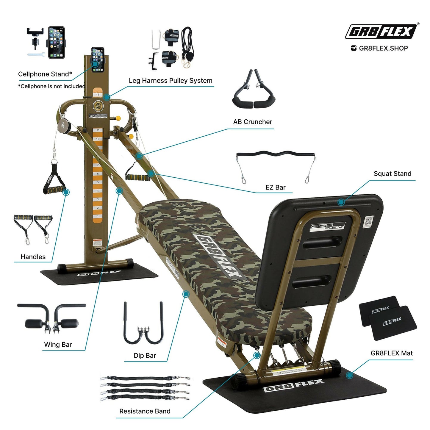 (SALE) GR8FLEX Total Performance Gym - Military (Final Sale)