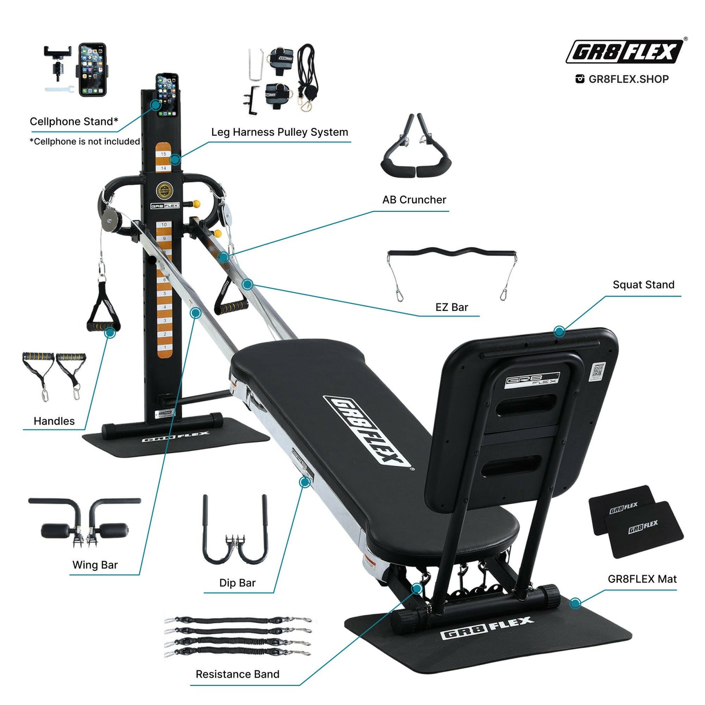 GR8FLEX Total Performance Gym - Carbon Fibre Black (Special Edition : Storage Box included)